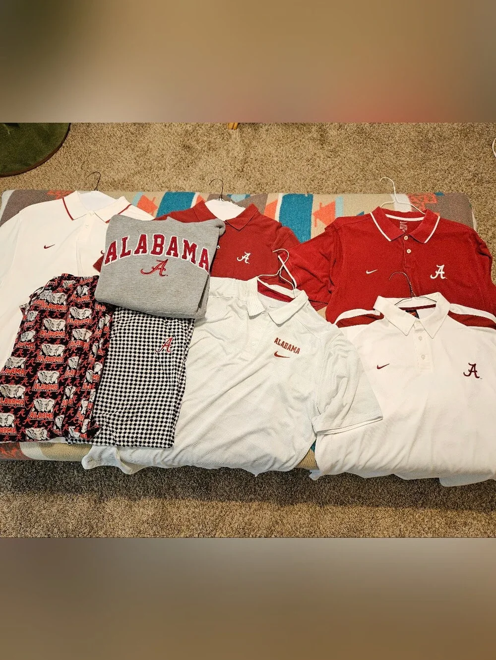 Alabama Crimson Roll Tide Nike Men’s Polo Pj Pants Hoodie 8 Pc Clothing Lot XL